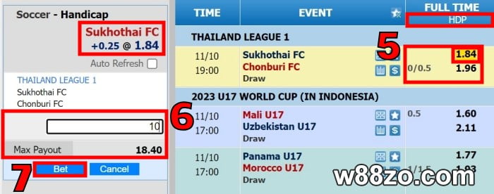 asian handicap 0.25 meaning explained with W88zo bet guide step 3
