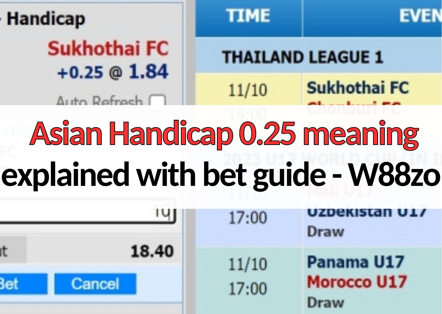 w88zo asian handicap 0.25 meaning explained