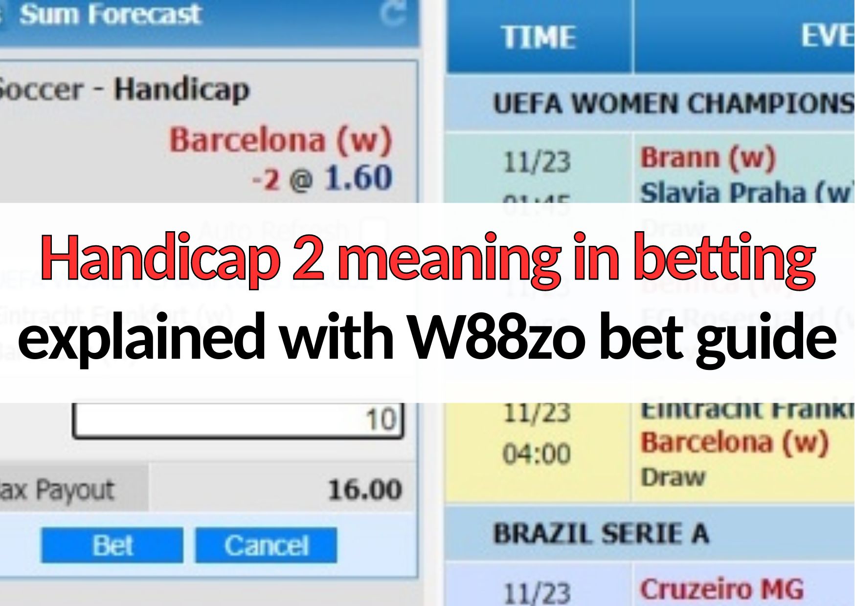 w88zo handicap 2 meaning in betting
