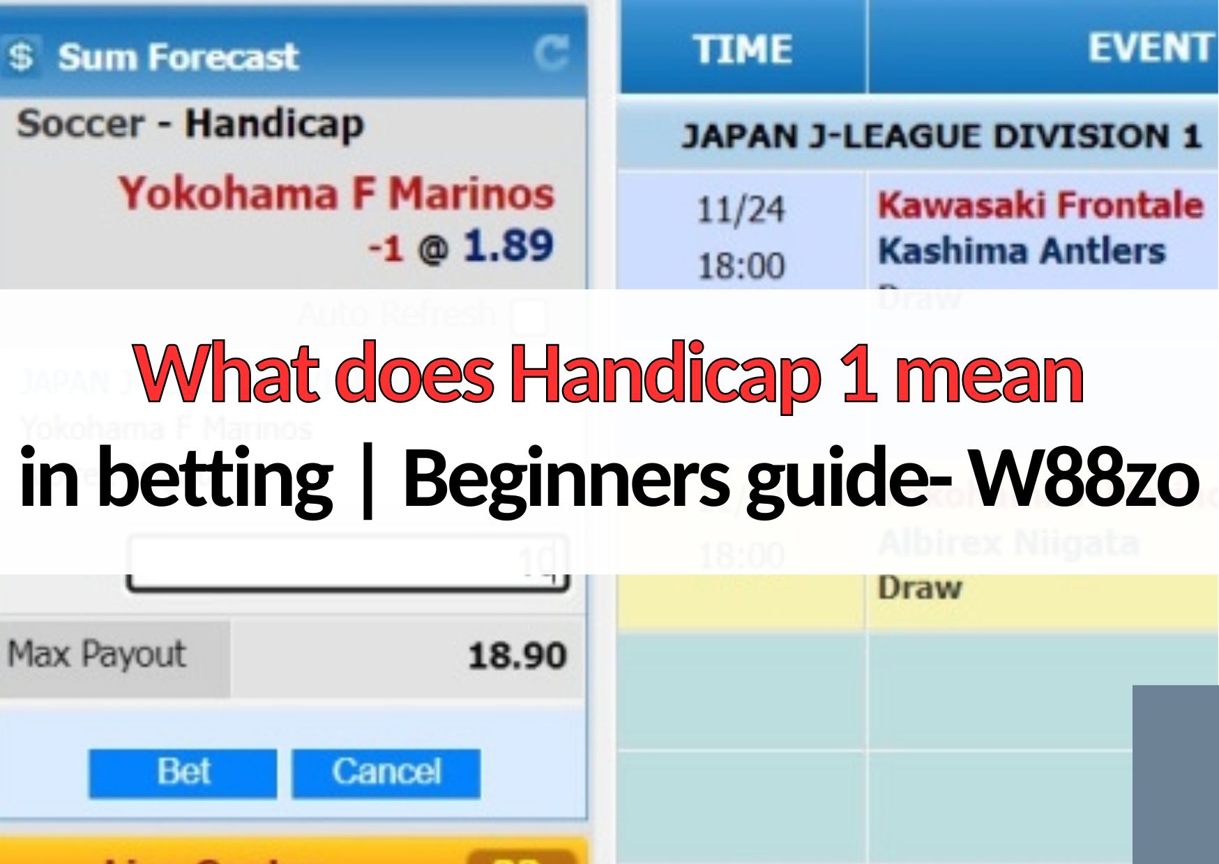 w88zo what does handicap 1 mean in betting