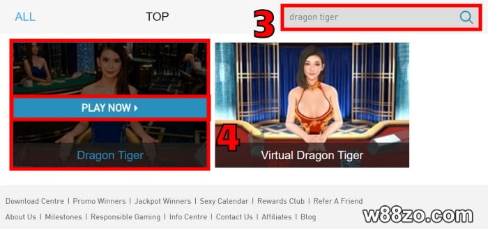 w88zo how to play dragon tiger online casino game tutorial guide step 2